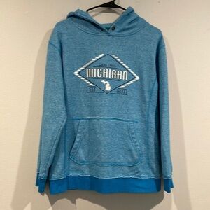 J. American Vanity Light Blue Michigan Hoodie Sweatshirt - Size Medium